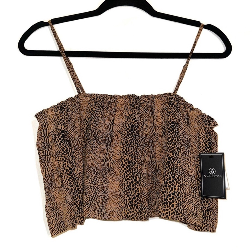 Volcom Brown/Black Snake down Crop Camisole Tank Top - Picture 3 of 8